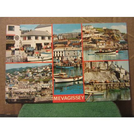 multiview, MEVAGISSEY. CORNWALL used postcard 1986 pm =