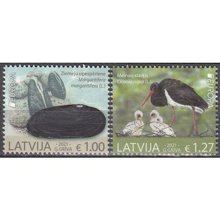 Latvija 2021 Europa CEPT Animaux en péril Neuf **