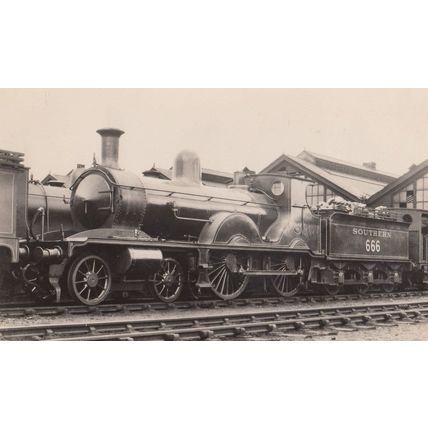 Southern Railways 666 Train At Unidentified Station Vintage Photo