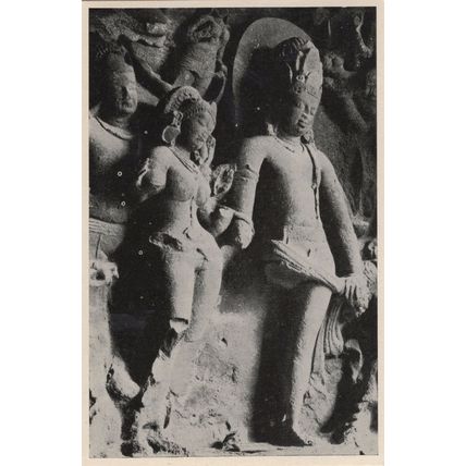 Shiva Receiving Ganges Indian Elephanta Caves Postcard