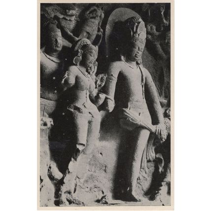 Marriage Of Shiva & Parvati Indian Caves Elephanta Old Postcard