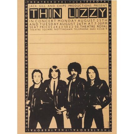 Thin Lizzy Live In Nottingham Vintage Concert Poster Postcard