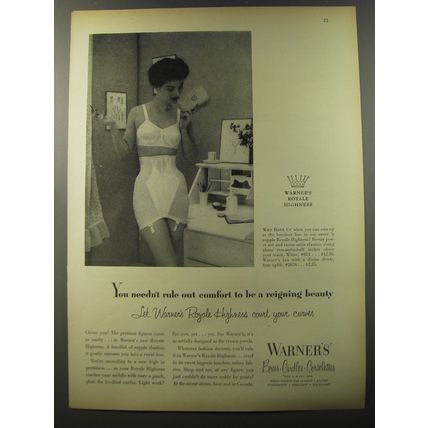 1953 Warner's Royale Higness Corset Ad - You needn't rule out comfort