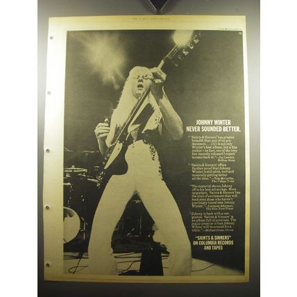 1974 Johnny Winter Saints & Sinners Album Ad - Never sounded better