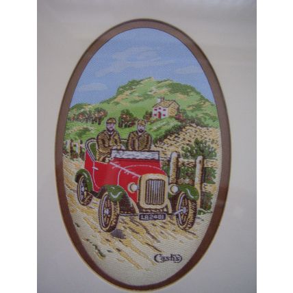 signed Cash Daimler Car Silk Embroidered Woven Framed Picture 1887 Vintage Car