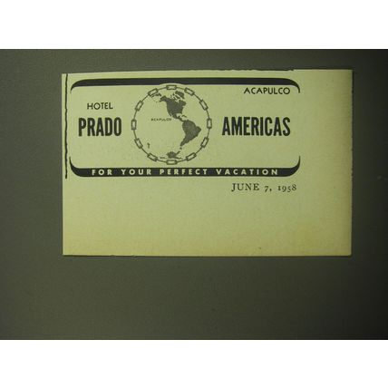 1958 Hotel Prado Ad - Hotel Prado Acapulco Americas