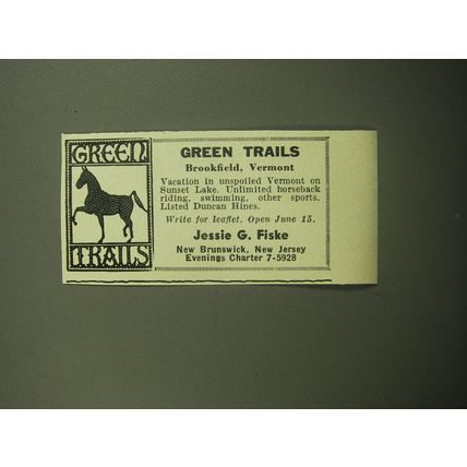 1958 Green Trails Resort Ad - Green Trails Brookfield, Vermont