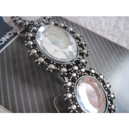 Goody Amelia Fashionow Rhinestone Diamond Fancy Metal Hair Barrette Silver Pewte