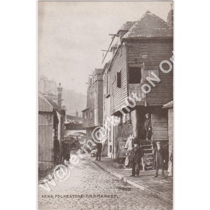 PPC The Fish Market Folkestone Kent c1920