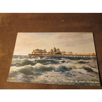 1930's Postcard - Rough seas, St Annes-On-The-Sea Lancashire Artist A577