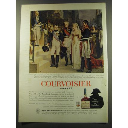 1960 Courvoisier Cognac Brandy Ad - Napoleon receives the Queen of Prussia