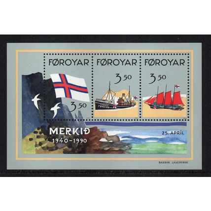 Faroe Islands - 1990 - 50th Anniversary of the Faroese Flag, MNH Mini-Sheet