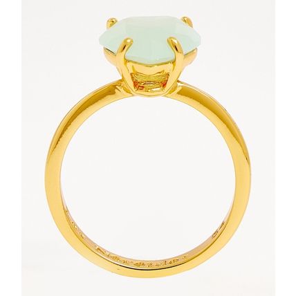LES NEREIDES PARIS Gold Tone & Heart Embellished Diamantine Solitaire Ring - NEW