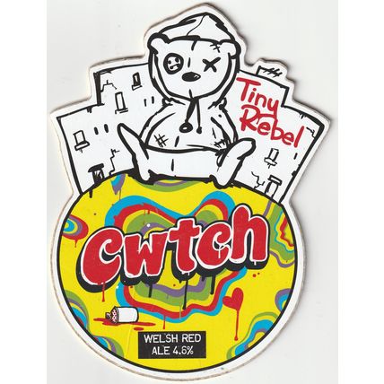 USED PUMP CLIP FRONT - TINY REBEL BREWERY (WALES) - CWTCH WELSH RED ALE