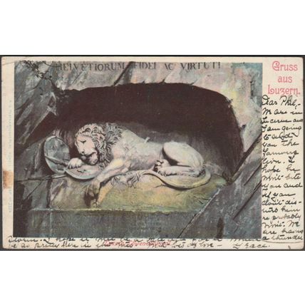 Löwendenkmal, Gruss aus Luzern, 1903 - Künzli AK