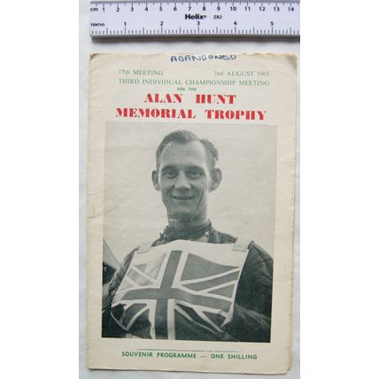 1965 Cradley Heath Alan Hunt Mem.Trophy Speedway Programme - Abandoned - 2nd Aug