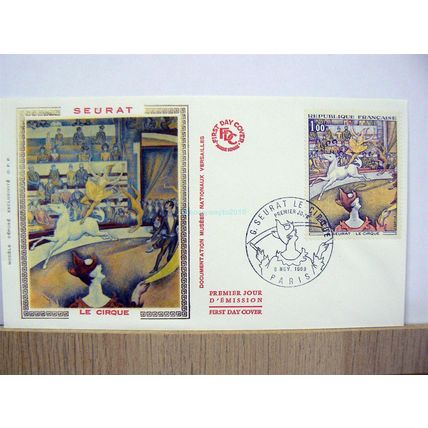1969 Seurat Le Cirque, Paris, Postmark, French FDC