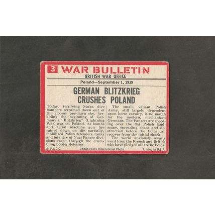 P.C.G.C. War Bulletin Gum Card 1965 # 3 Terror in the Sky