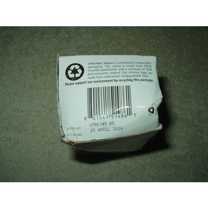 organic india tulsi ashwagandha herbal supplement 18 bags damaged box