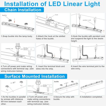 40W LED Tunable Shop Light 4FT, 3500K/4000K/5000K CCT Selectable LED Suspended L