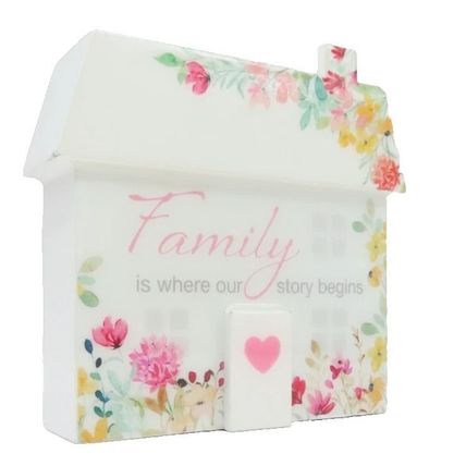 Family Freestanding Ornament Family is where our story begins House Shaped 10CM