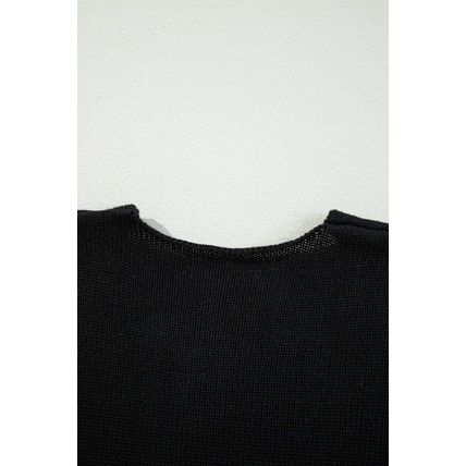 Black Floral Print Knitted Open Front Loose Cardigan