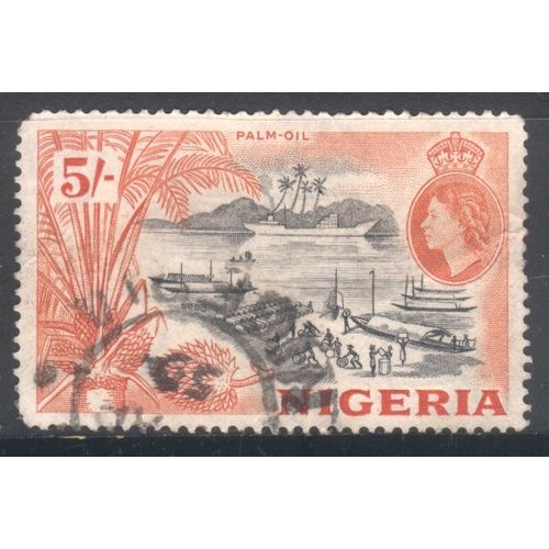 Nigeria 1953 - SG78 - 5/- black/orange - Palm-oil - used