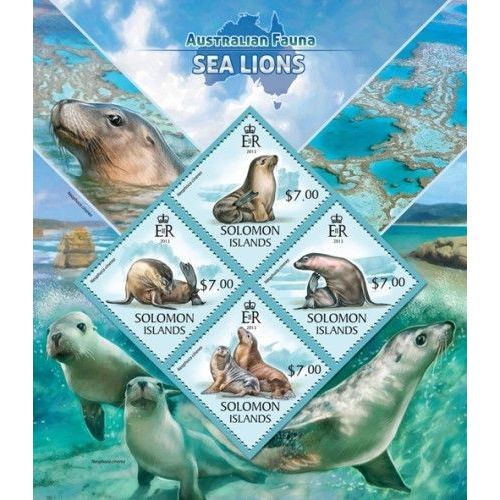 SOLOMON ISLANDS 2013 SHEET MNH SEA LIONS LEONES MARINOS LIONS DE MER 4