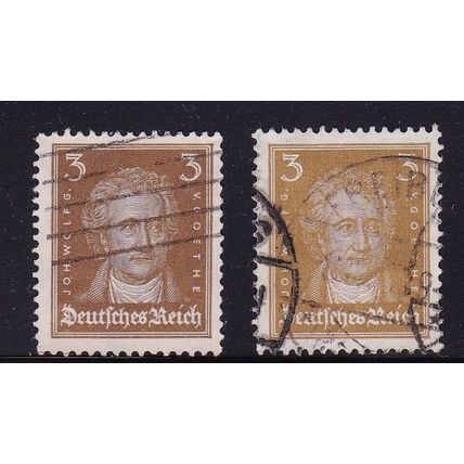 GERMANY 1926 PORTRAITS 3pf VALUE x 2 SHADES USED SG400 X 2