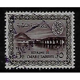 SAUDI ARABIA 1960 TYPE 67 5p WADI HANIFA DAM PURPLE & BLACK SG417 FINE USED#2