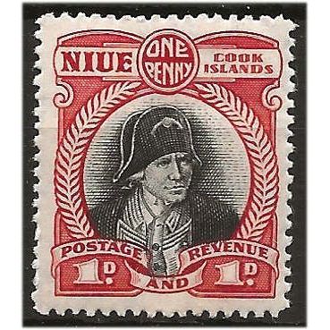 Niue 1944 SG90 1d Black & Deep Lake Mounted Mint ..