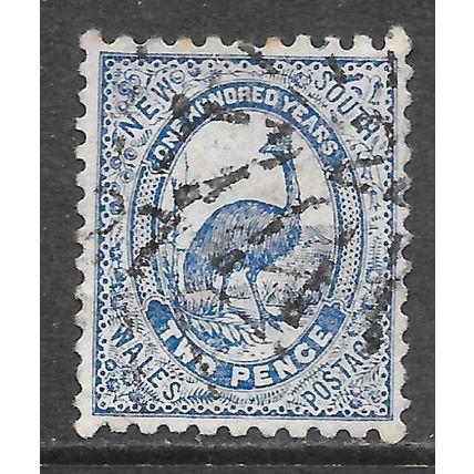 NSW NEW SOUTH WALES 1888 AUSTRALIA STATE QV TWO PENCE EMU BLUE SHADE