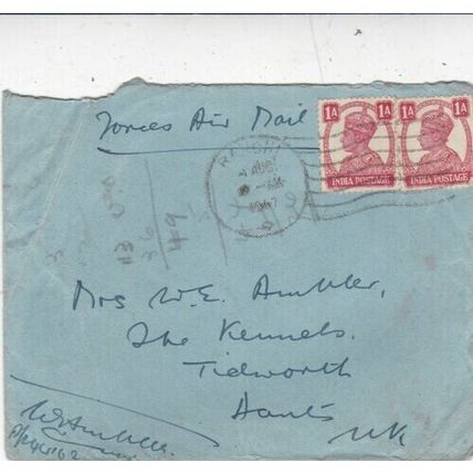 India 1947 Ranchi-Tidworth UK Cover Forces Airmail written Fair