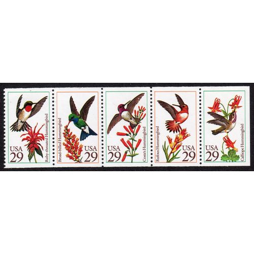 BIRDS : USA Sg2672 - Sg2676 Hummingbirds strip FRESH UNMOUNTED MINT MNH (b149)