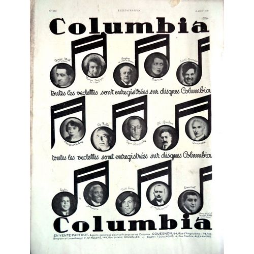 30s Art Deco Print Ad Columbia Records Music Artists Advertisement Poster Decor