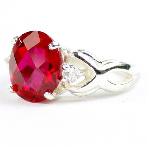 Created Ruby, 925 Sterling Silver Ladies Ring, SR243