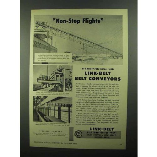 1950 Link-Belt Belt Conveyors Ad - Non-Stop Flights