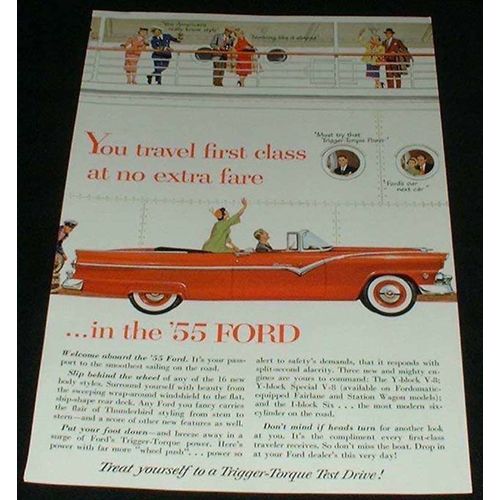 1955 Ford Car Ad, Travel First-Class NICE!!!