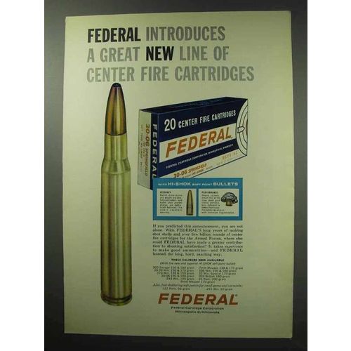 1963 Federal Center Fire Cartridges Ad - Great New Line