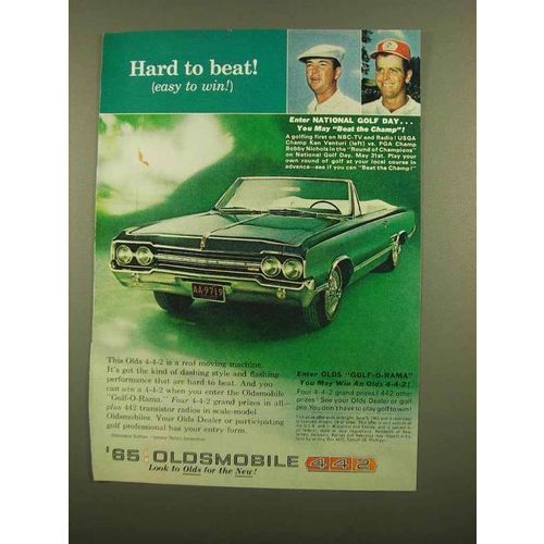 1965 Oldsmobile 4-4-2 Car Ad, Ken Venturi Bobby Nichols