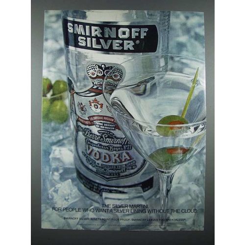 1975 Smirnoff Silver Vodka Ad - Silver Martini