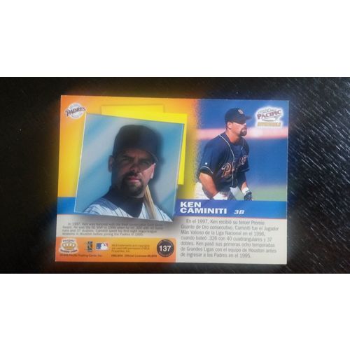 1998 Pacific Invincible Card # 137 Ken Caminiti Ex (5) San Diego Padres