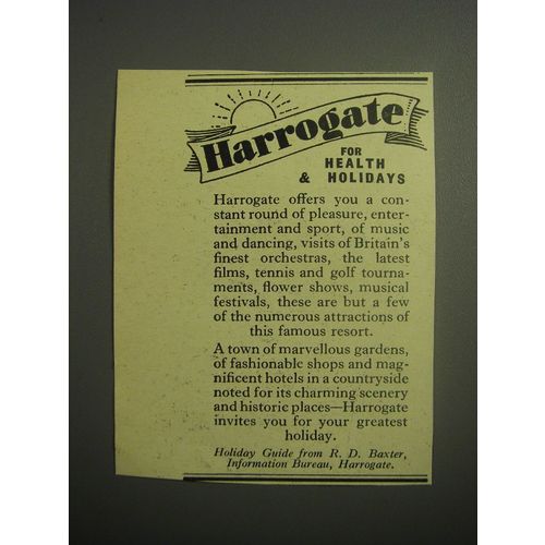 1948 Harrogate Tourism Ad - Harrogate for Health & Holidays