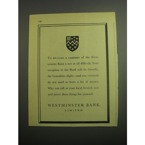 1948 Westminster Bank Limited Ad - To become a customer of the Westminster Bank