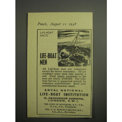 1948 Royal National Life-Boat Institution Ad - Life-Boat Facts Life-Boat Men