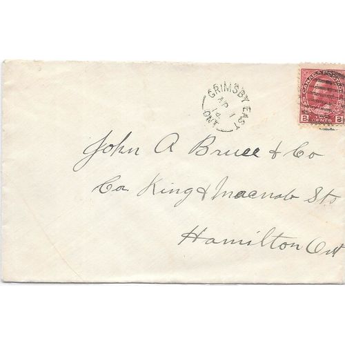 Grimsby East, Ontario (cl: 1926) split ring cancel, 1914 Lincoln County