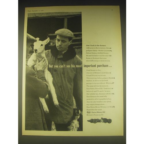1962 Esso Extra Motor Oil Ad - Jim Clark is the farmer