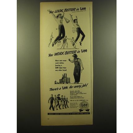 1950 Lee Work Clothes Ad - You look better in Lee