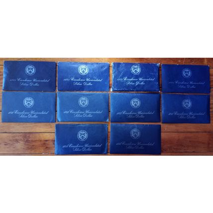BLUE PACK IKE Lot: 10 UNC Eisenhower SILVER DOLLARS 1971-S 1972-S 1973-S 1974-S