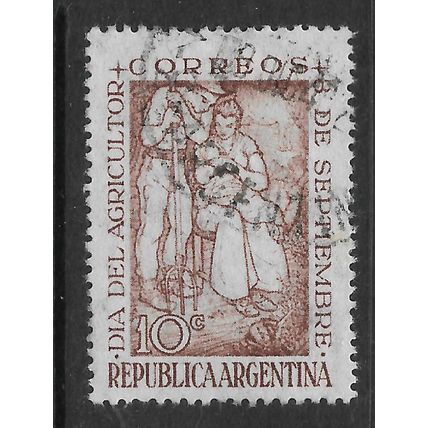 ARGENTINE REP 1948 AGRICULTURE DAY 10c BROWN FARMERS SG 805 FINE USED#